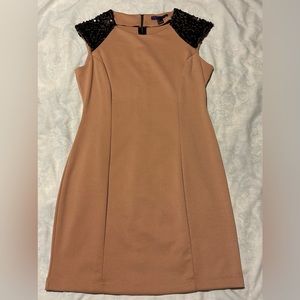 Women’s Forever 21 Tan colored dress with black sequins size large